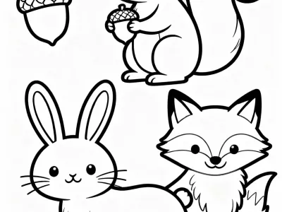 Incredible Autumn Woodland Creatures Coloring Page