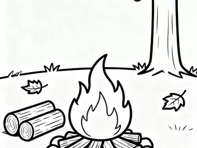 Perfect Cozy Autumn Bonfire Nights Coloring Page