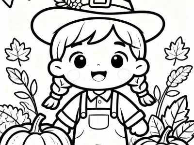 Amazing Baby Autumn Harvest Festivities Coloring Page