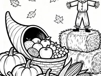 Delightful Baby Autumn Harvest Festivities Coloring Page