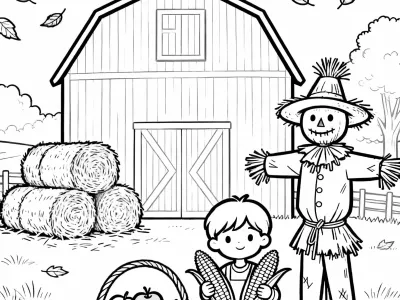 Enchanting Autumn Harvest Festivities Coloring Page