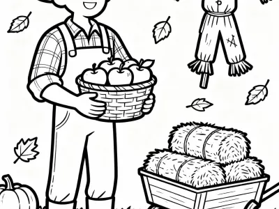 Happy Autumn Harvest Festivities Coloring Page
