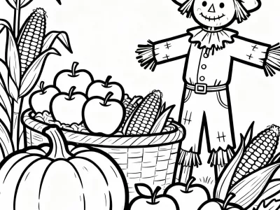 Lovely Autumn Harvest Festivities Coloring Page