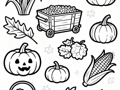 Magical Autumn Harvest Festivities Coloring Page