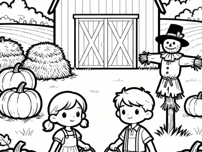 Nice Cute Autumn Harvest Festivities Coloring Page