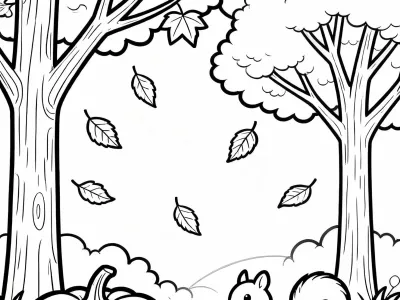 Beautiful Autumn Nature Scenes Coloring Page