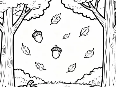 Creative Autumn Nature Scenes Coloring Page