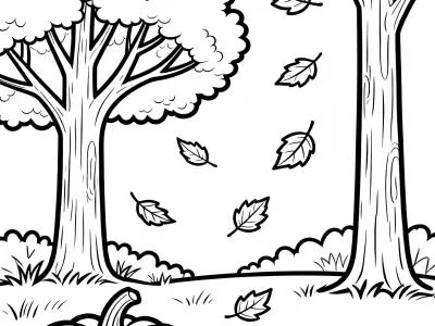 Enchanting Autumn Nature Scenes Coloring Page