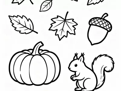 Fun Autumn Nature Scenes Coloring Page