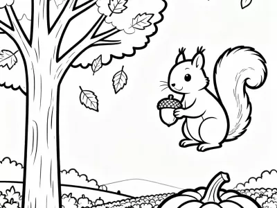 Gorgeous Baby Autumn Nature Scenes Coloring Page