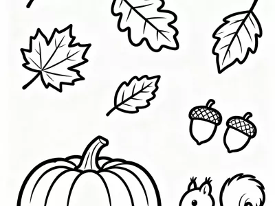 Happy Autumn Nature Scenes Coloring Page