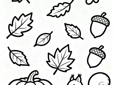 Joyful Funny Autumn Nature Scenes Coloring Page