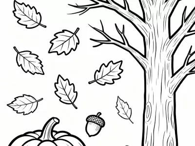 Lovely Autumn Nature Scenes Coloring Page