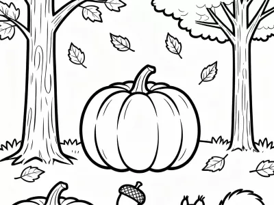 Nice Funny Autumn Nature Scenes Coloring Page