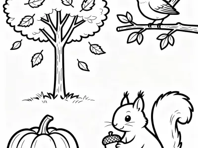 Outstanding Autumn Nature Scenes Coloring Page