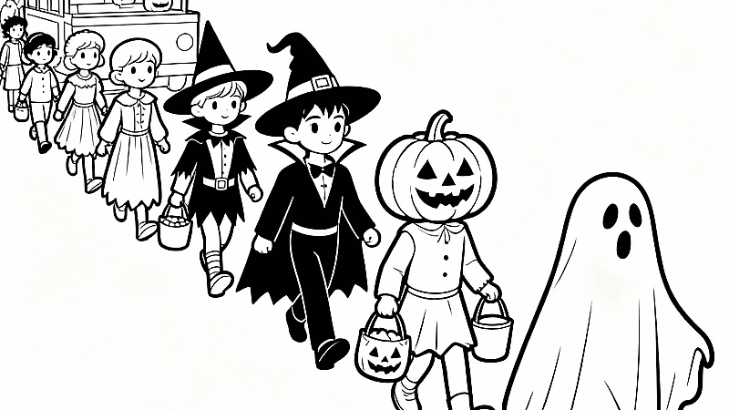Amazing Halloween Costume Parade Coloring Pages (Free PDF Printables)