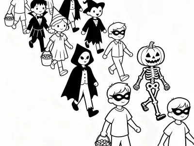 Creative Halloween Costume Parade Coloring Page