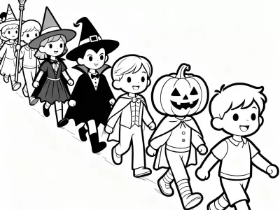 Incredible Halloween Costume Parade Coloring Page