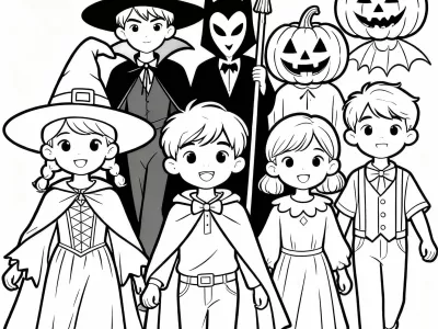 Perfect Halloween Costume Parade Coloring Page