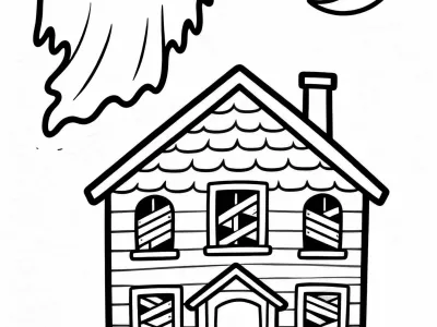 Enchanting Spooky Ghost Scenes Coloring Page
