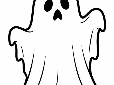 Happy Spooky Ghost Scenes Coloring Page