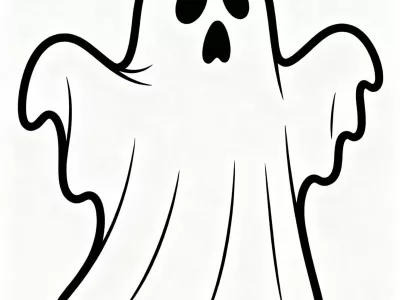 Lovely Spooky Ghost Scenes Coloring Page