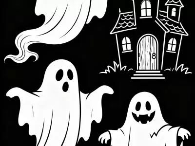 Outstanding Spooky Ghost Scenes Coloring Page
