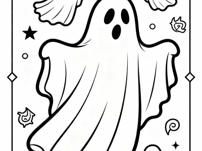 Perfect Spooky Ghost Scenes Coloring Page