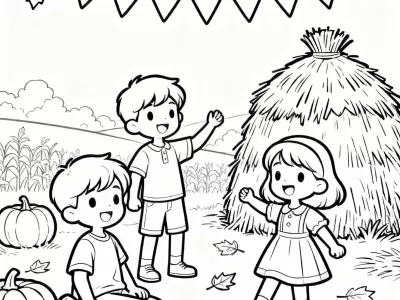 Enchanting Fall Festival Fun Coloring Page