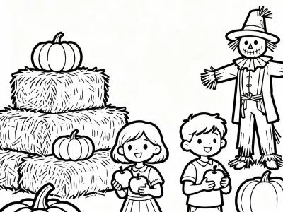 Happy Fall Festival Fun Coloring Page