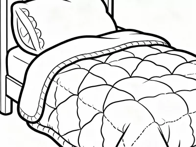 Enchanting Cozy Quilted Blankets Coloring Page