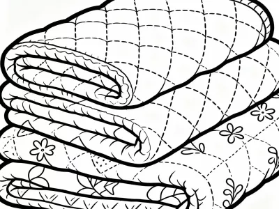 Lovely Cozy Quilted Blankets Coloring Page