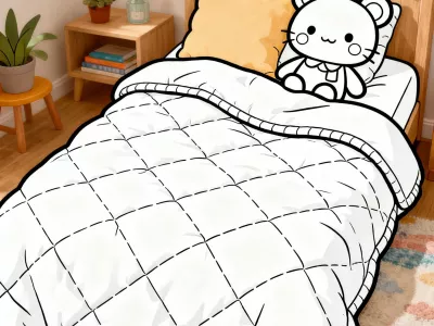 Magical Cozy Quilted Blankets Coloring Page