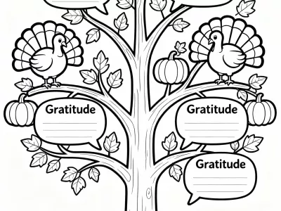 Incredible Thanksgiving Gratitude Tree Coloring Page