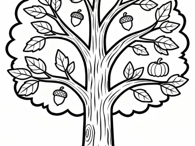 Perfect Thanksgiving Gratitude Tree Coloring Page