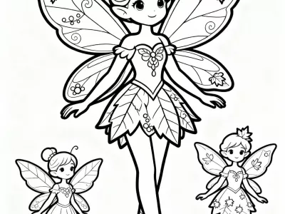 Amazing Magical Autumn Fairies In Nature Coloring Page