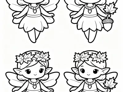 Creative Magical Autumn Fairies Coloring Page