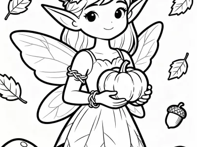 Incredible Magical Autumn Fairies Coloring Page