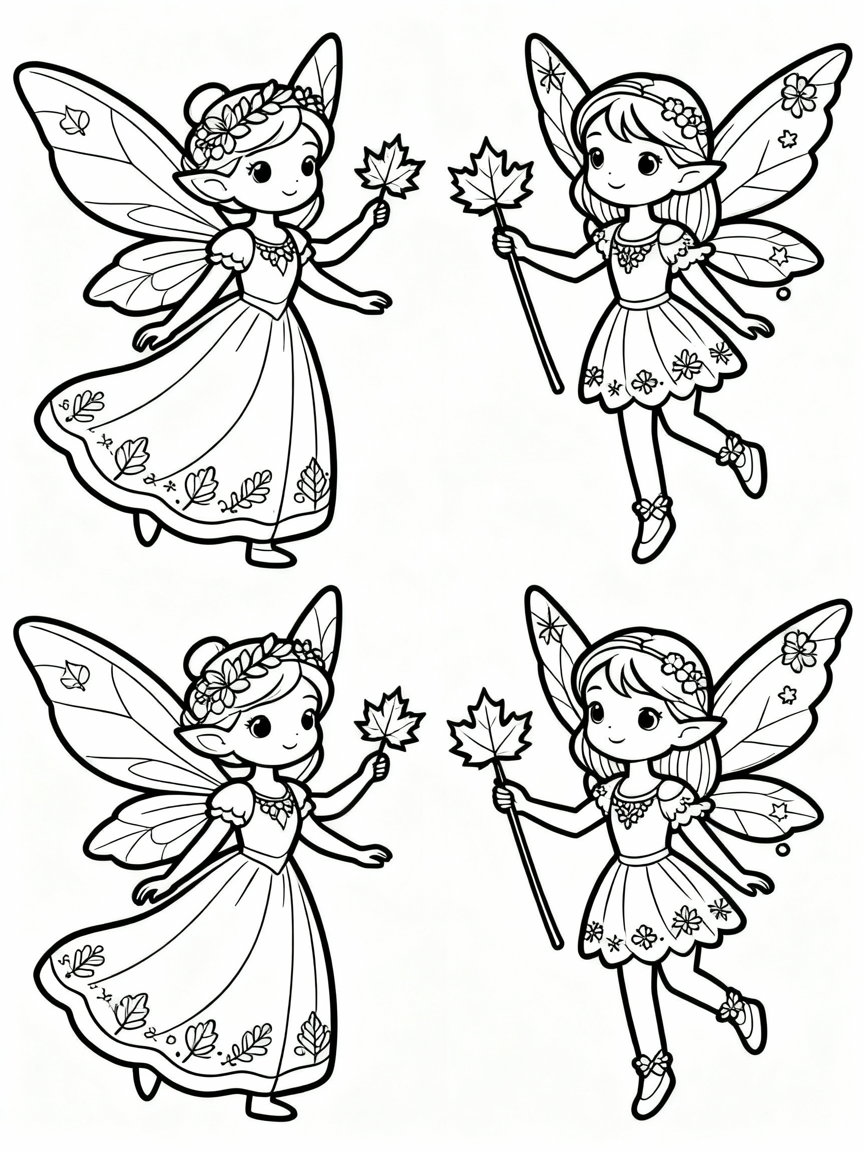 Magical Magical Autumn Fairies Coloring Page