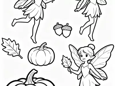 Nice Magical Magical Autumn Fairies Coloring Page