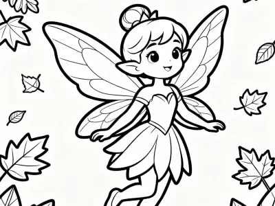 Outstanding Magical Autumn Fairies Coloring Page