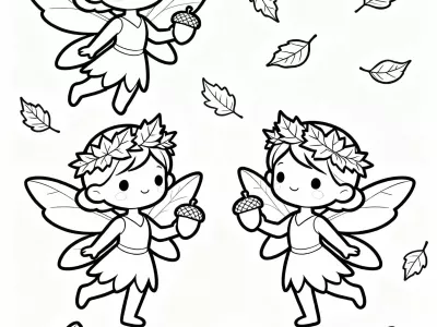 Perfect Magical Autumn Fairies Coloring Page