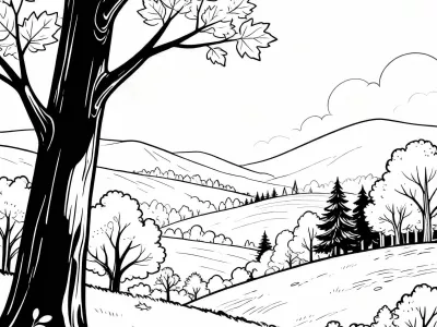 Enchanting Enchanted Autumn Landscapes Coloring Page