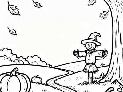 Outstanding Enchanted Autumn Landscapes Coloring Page
