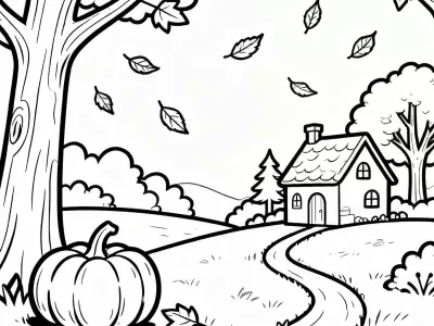 Perfect Enchanted Autumn Landscapes Coloring Page