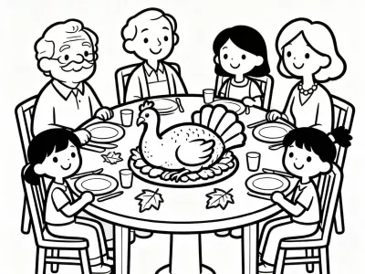 Amazing Thanksgiving Family Gatherings With Patterns Coloring Page