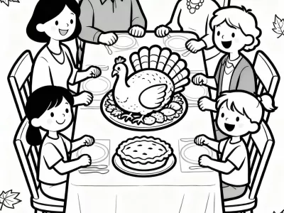 Creative Thanksgiving Family Gatherings Coloring Page