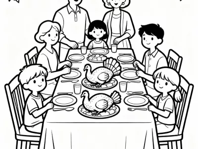 Fun Thanksgiving Family Gatherings Coloring Page