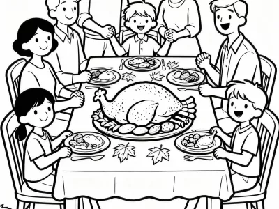 Incredible Thanksgiving Family Gatherings Coloring Page