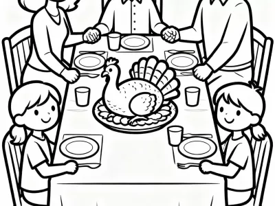 Joyful Baby Thanksgiving Family Gatherings Coloring Page